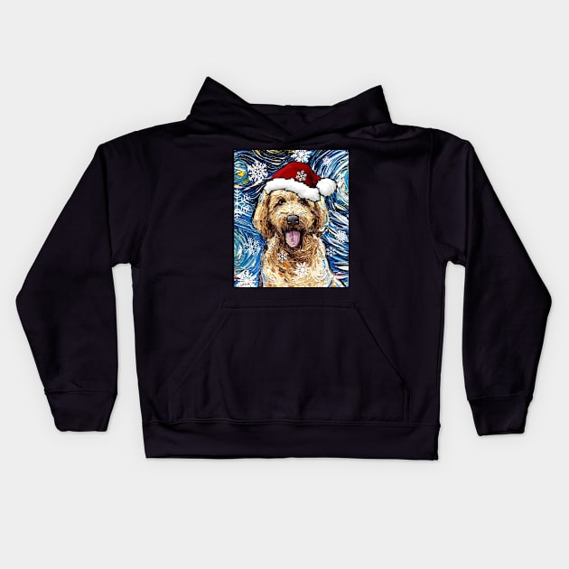 Goldendoodle Santa Kids Hoodie by sagittariusgallery